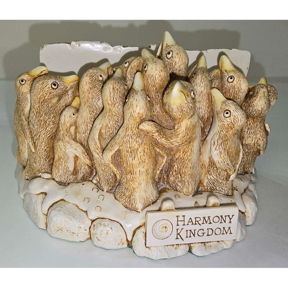 Harmony Kingdom Holding Court Penguins Dealer Brochure Card Holder Treasure Jest